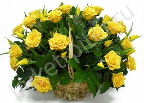 Корзина из желтых роз